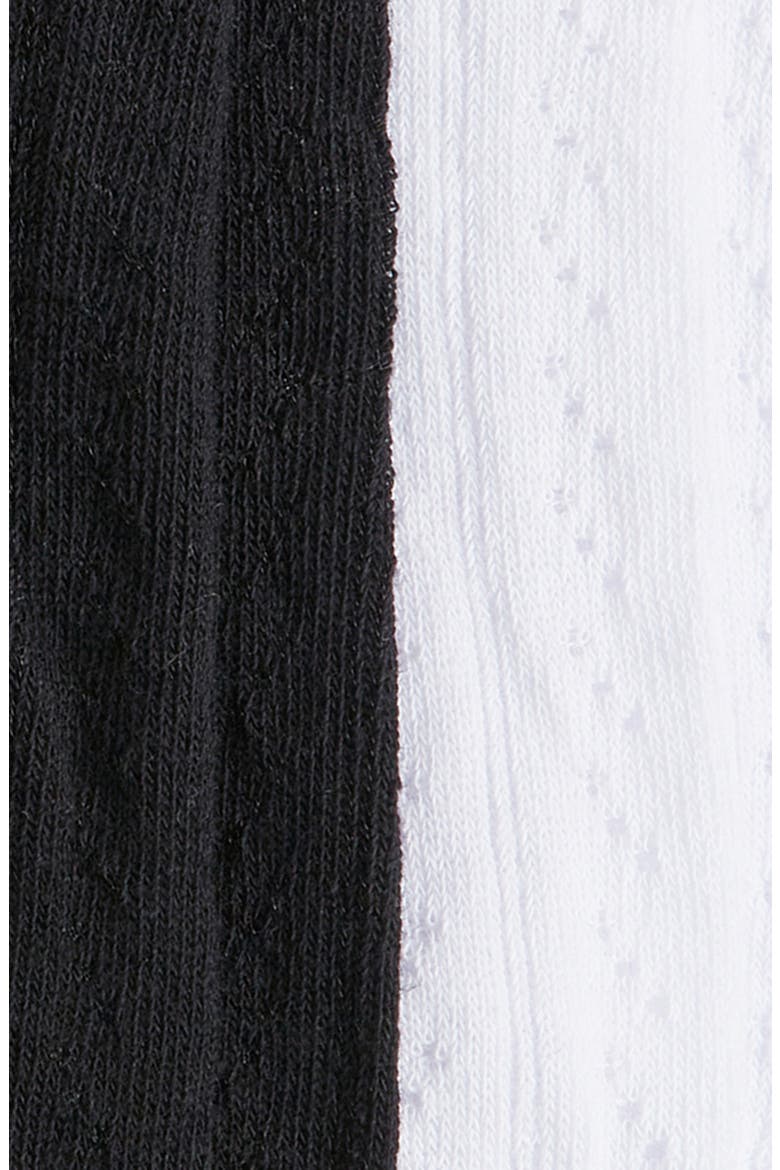 Assorted 2-Pack Ruffle Trim Ladder Knit Socks, Alternate, color, BLACK AND WHITE