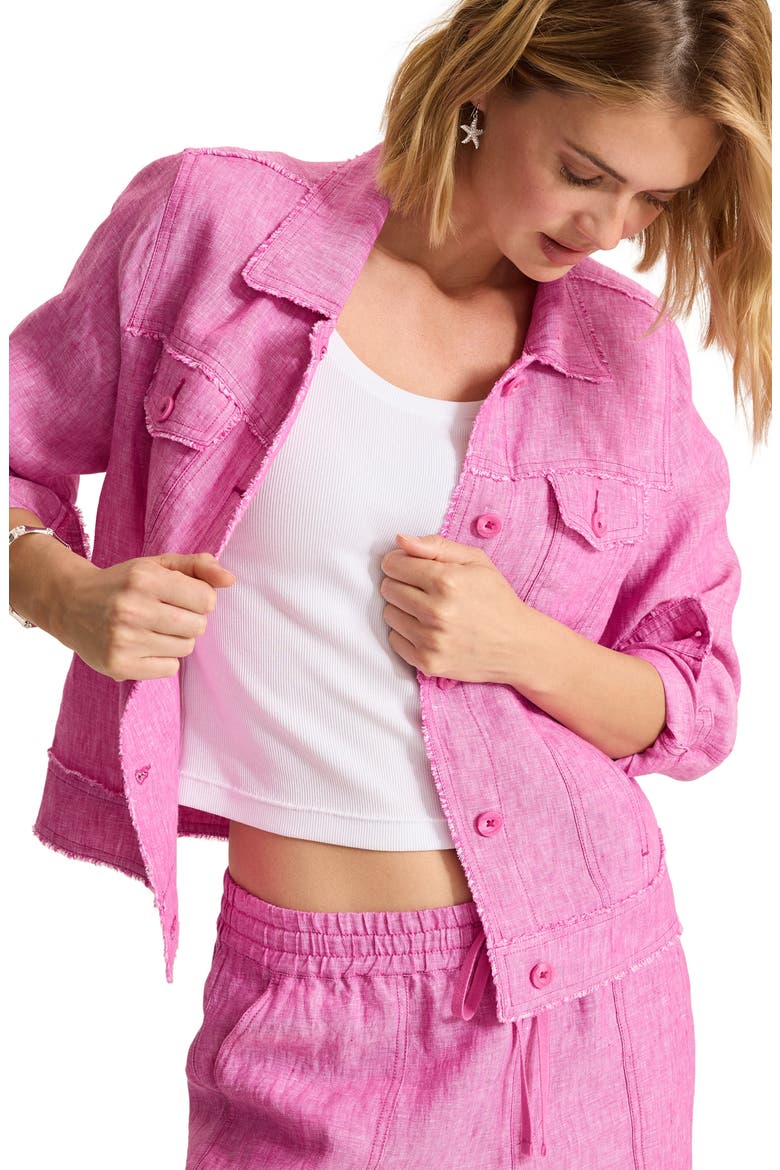 Two Palms Linen Raw Edge Jacket, Alternate, color, PEACH GELATO