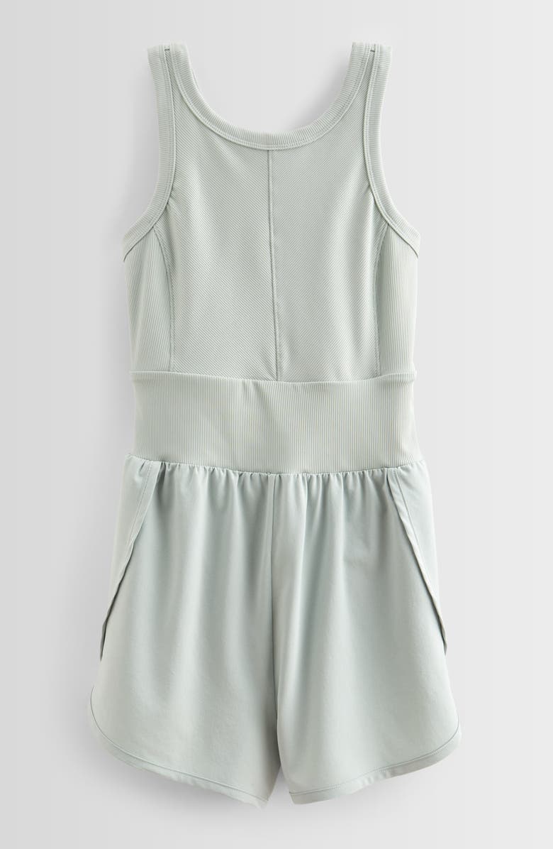 Zella Girl Kids' Summer Break Shorts Romper, Main, color, Green Mirror