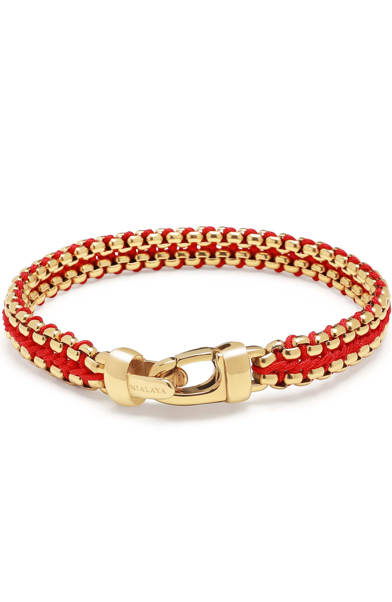 Nialaya Red Woven Box Chain Bracelet, Main, color, Red / Gold