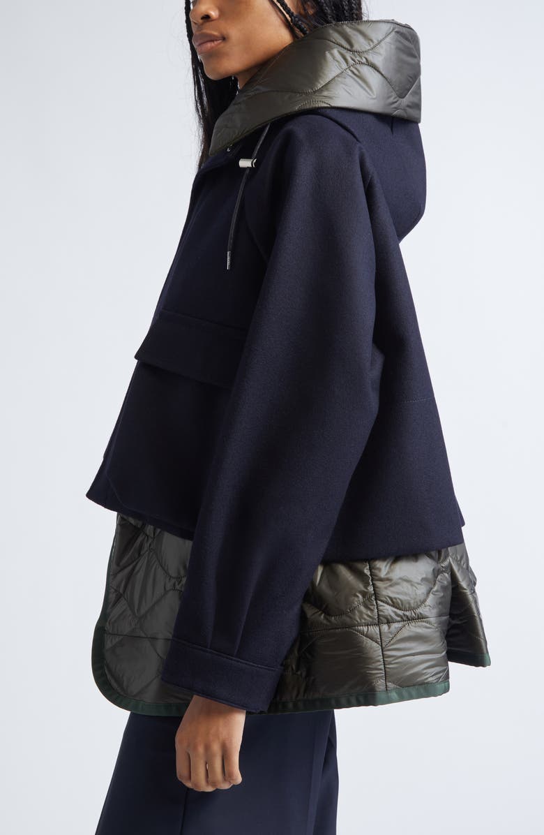 Sacai Mixed Media Blouson Jacket, Alternate, color, Navy/ Khaki
