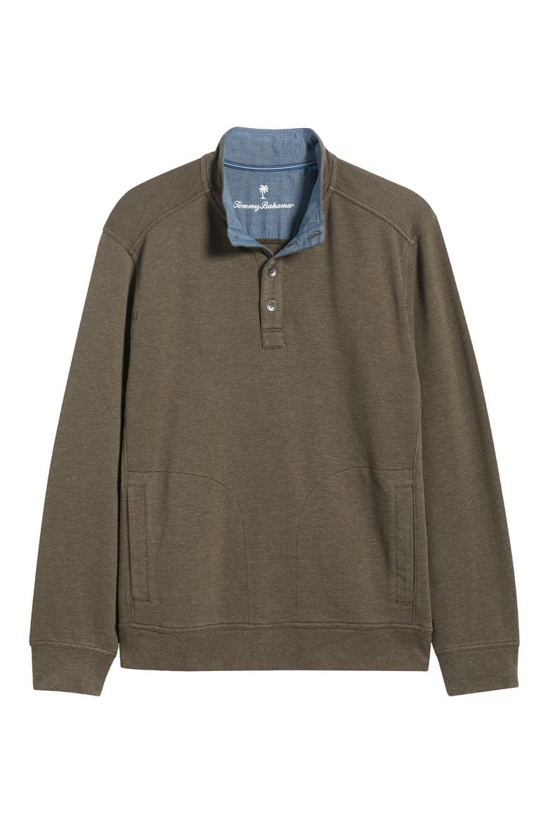 Cascade Fade Button Mock Neck Sweatshirt, Alternate, color, TAPENADE