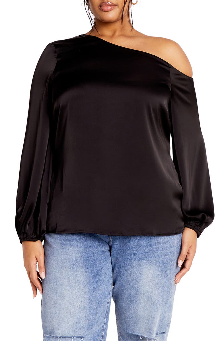 City Chic Kiana One-Shoulder Long Sleeve Top, Main, color,