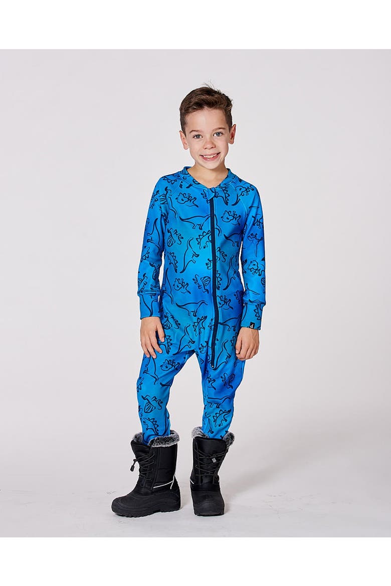One-Piece Thermal Underwear Dinosaur, Alternate, color, Blue Gradient