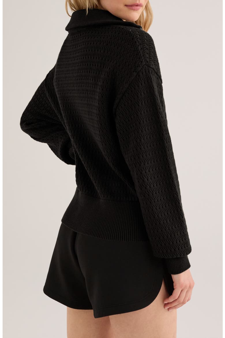 Darla Half Zip Sweater, Alternate, color, BLACK