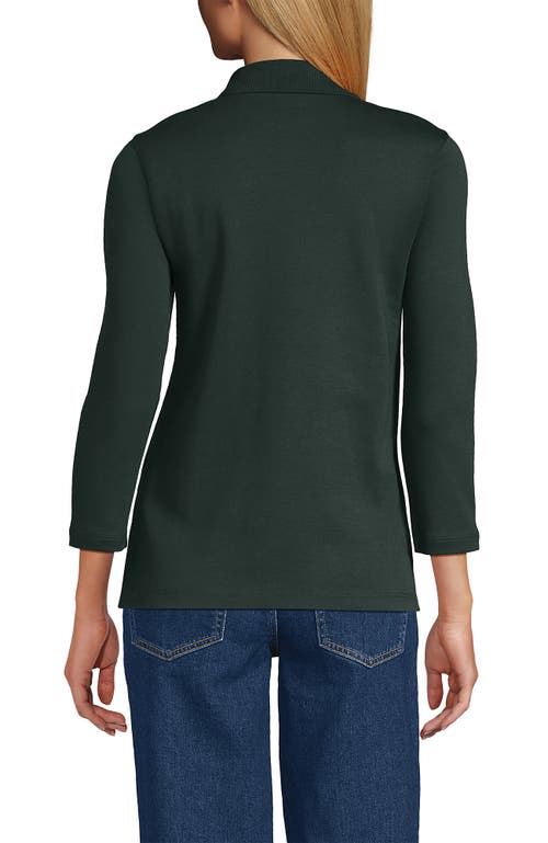 Lands' End 3/4 Sleeve Supima Cotton Polo Shirt In Black
