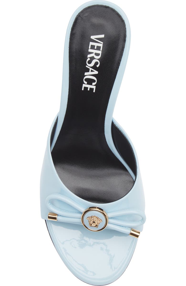 Versace Opera Bow Slide Sandal, Alternate, color, Pastel Blue Gold