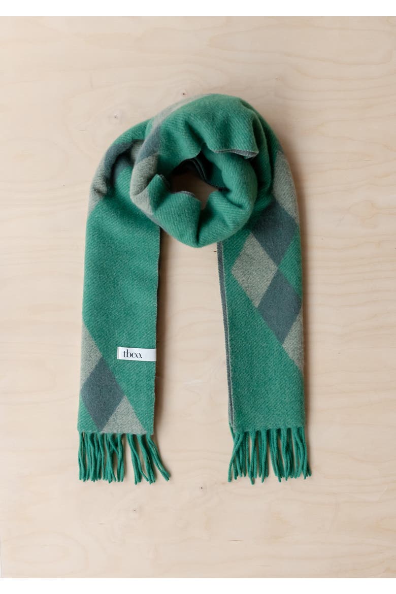 Lambswool Jacquard Oversized Scarf, Alternate, color, Green Diamond
