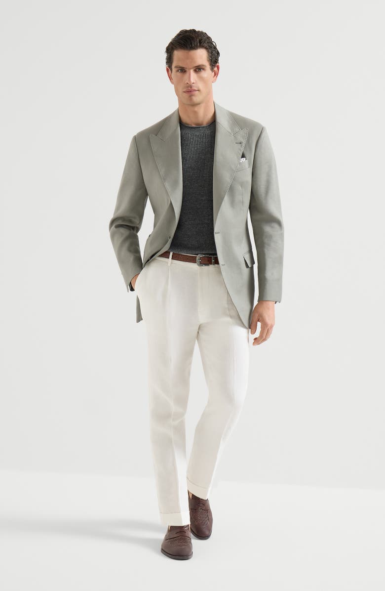 Brunello Cucinelli Gabardine garment dyed trousers, Alternate, color, Snow