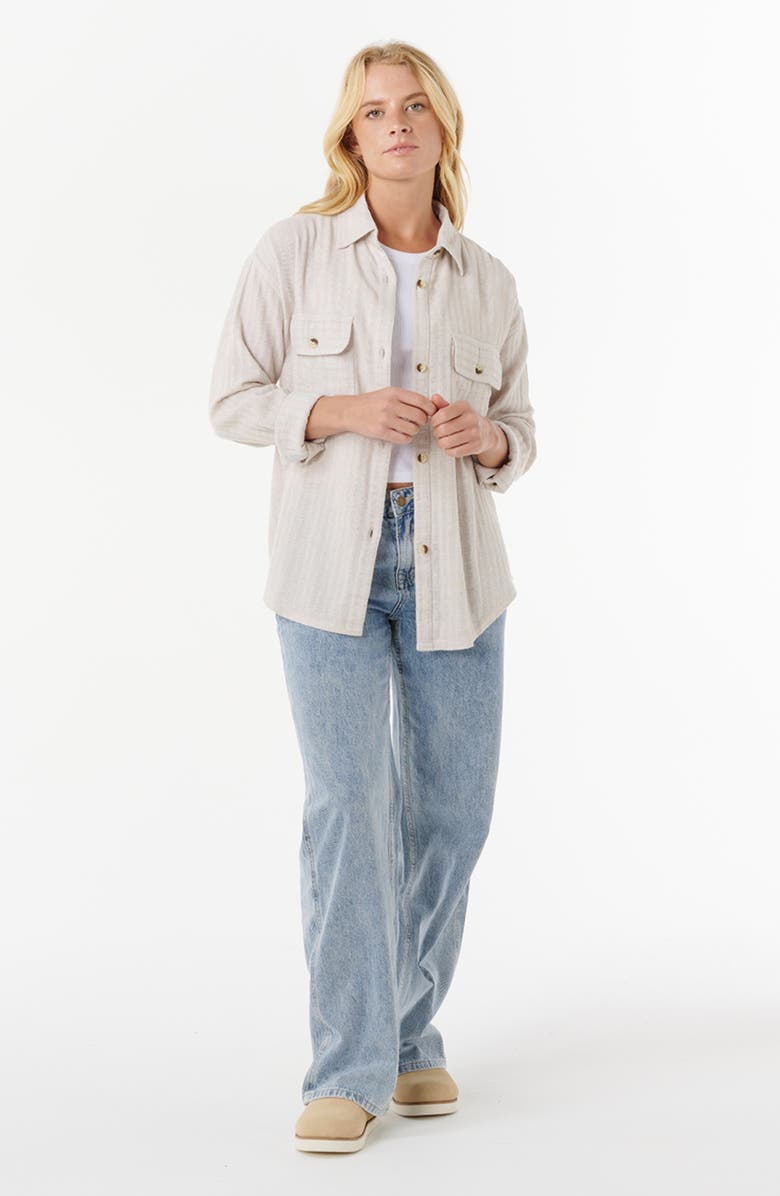 Rip Curl Oceanic Texture Cotton & Linen Shirt Jacket, Alternate, color, Moonbeam