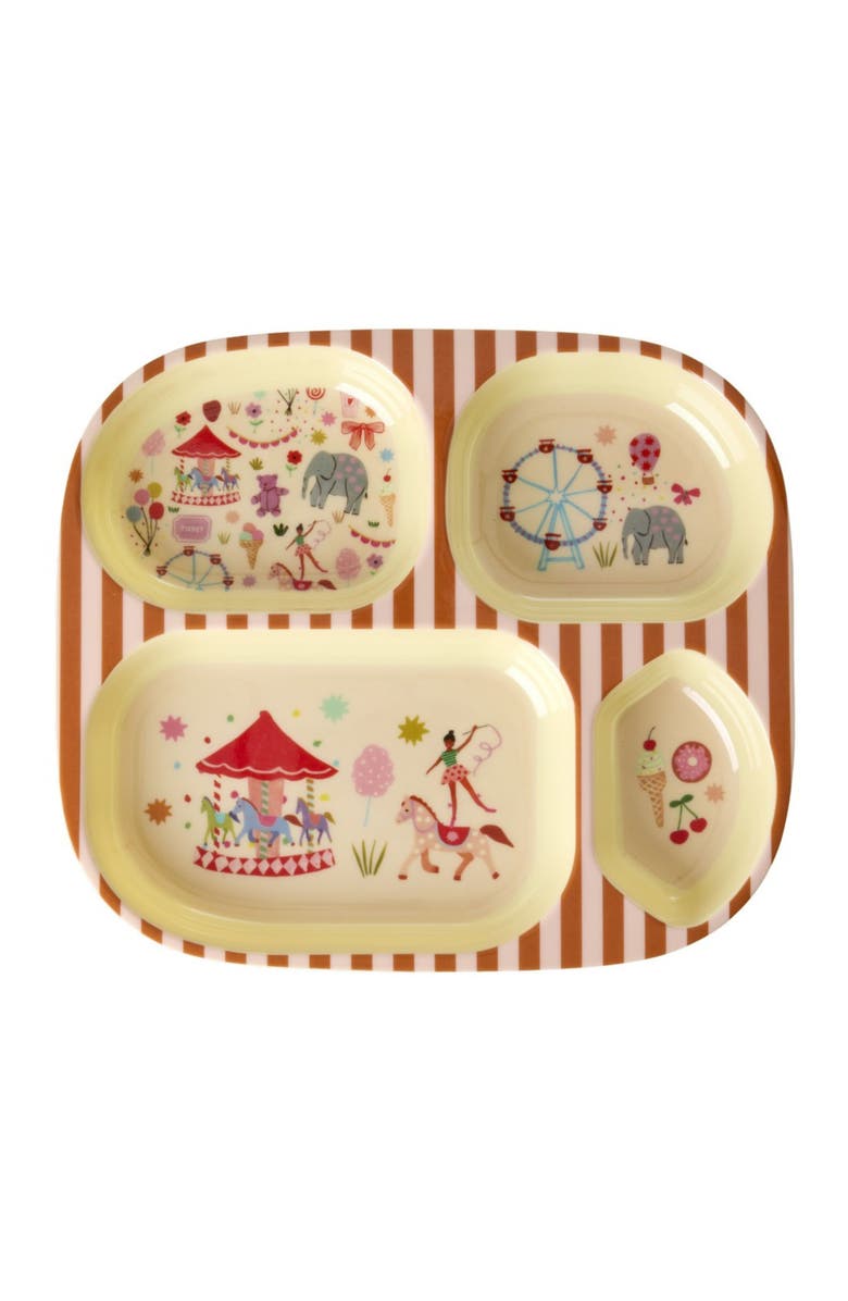 Rice by Rice Melamine Kids 4 Room Plate Fun Fair, Main, color, Pink