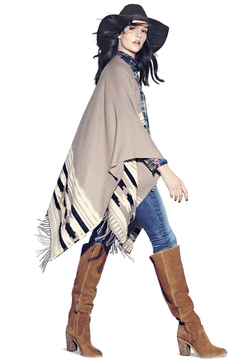 Geometric Weave Cape, Alternate, color, TAUPE
