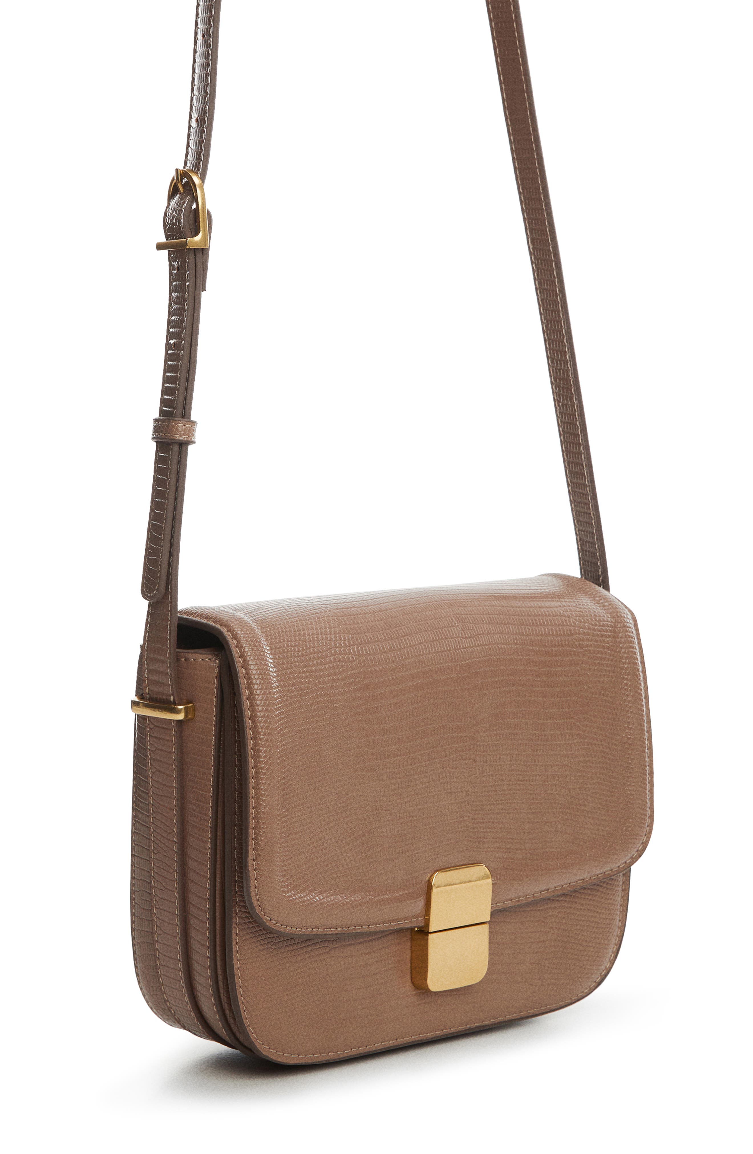 MANGO Lizard Embossed Crossbody Bag, Alternate, color, 