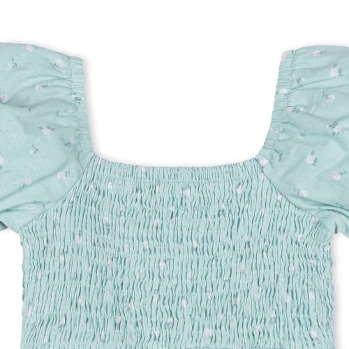 Hope & Henry Girls' Smocked Bubble Sleeve Dress, Kids In Tea Room Floral