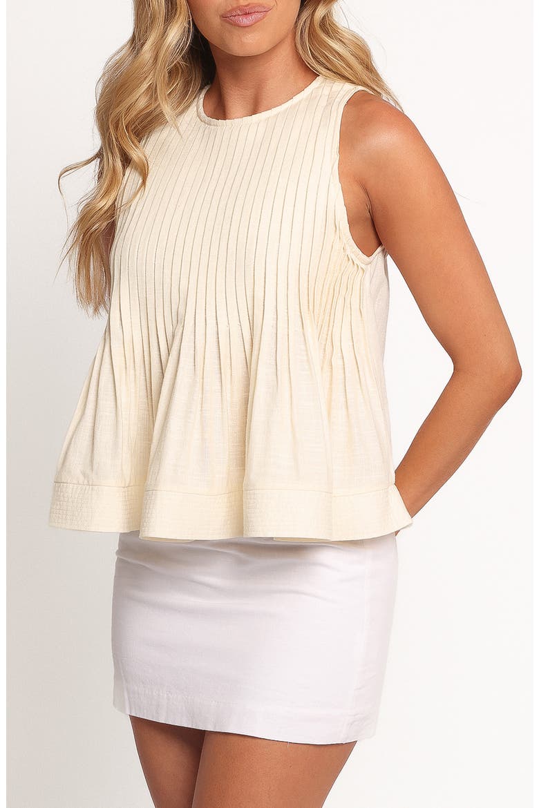 Doria Pintuck Pleat Cotton Blend Tank, Alternate, color, CREAM