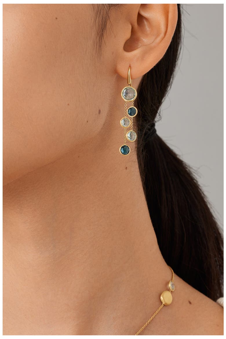 Jaipur 18K Yellow Gold Mixed Blue Topaz Two-Strand Earrings, Alternate, color, YELLOW GOLD/ BLUE TOPAZ