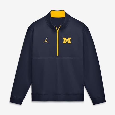 Men's Jordan Brand Navy Michigan Wolverines Primetime Club Fleece Half-Zip Pullover