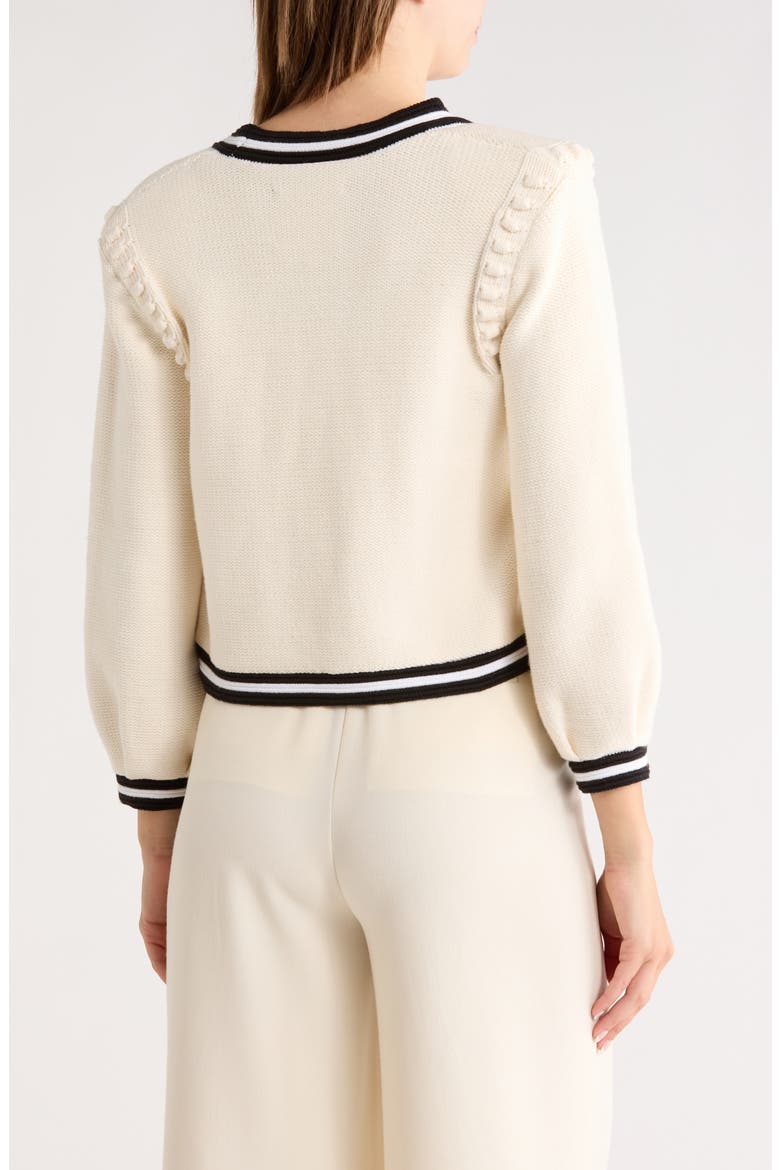 Kaito Contrast Crop Cardigan, Alternate, color, IVORY/ BLACK
