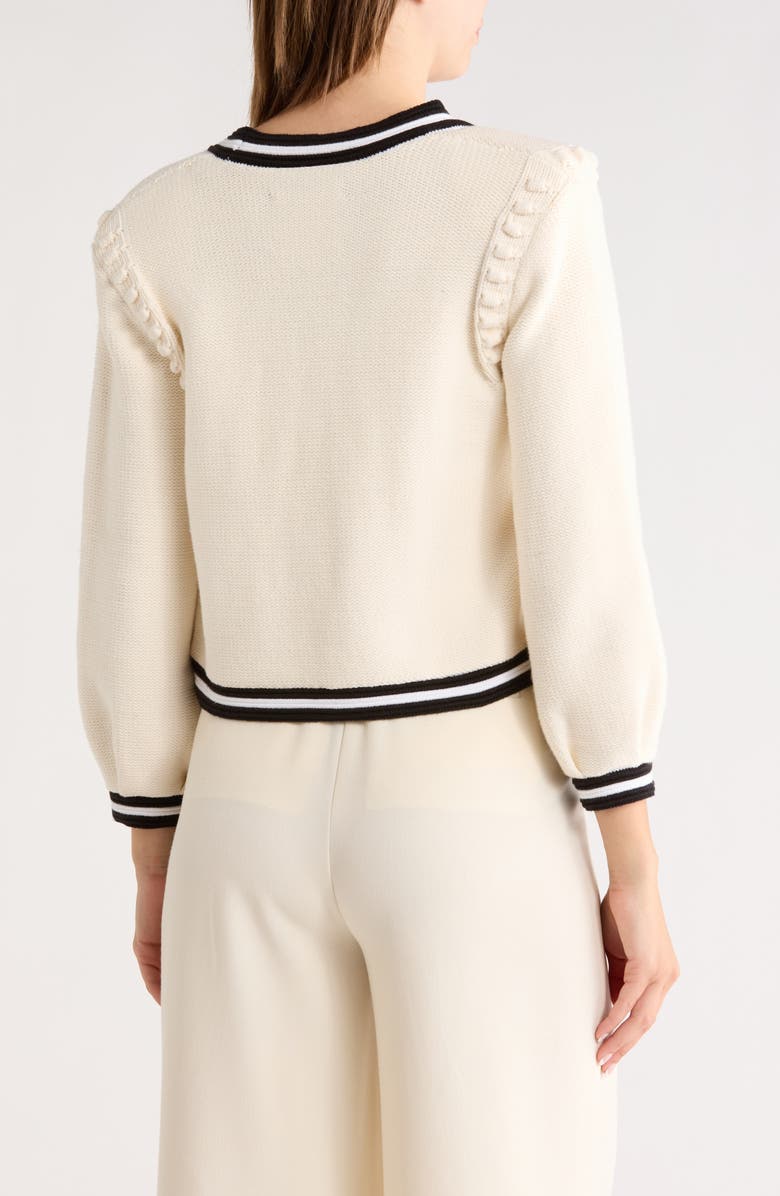 L'AGENCE Kaito Contrast Crop Cardigan, Alternate, color, Ivory/ Black