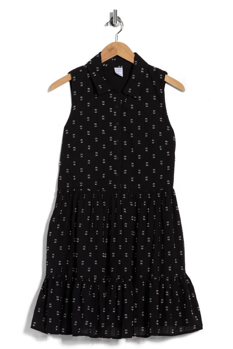 Tiered Sleeveless Shirt Dress, Alternate, color, BLACK- IVORY