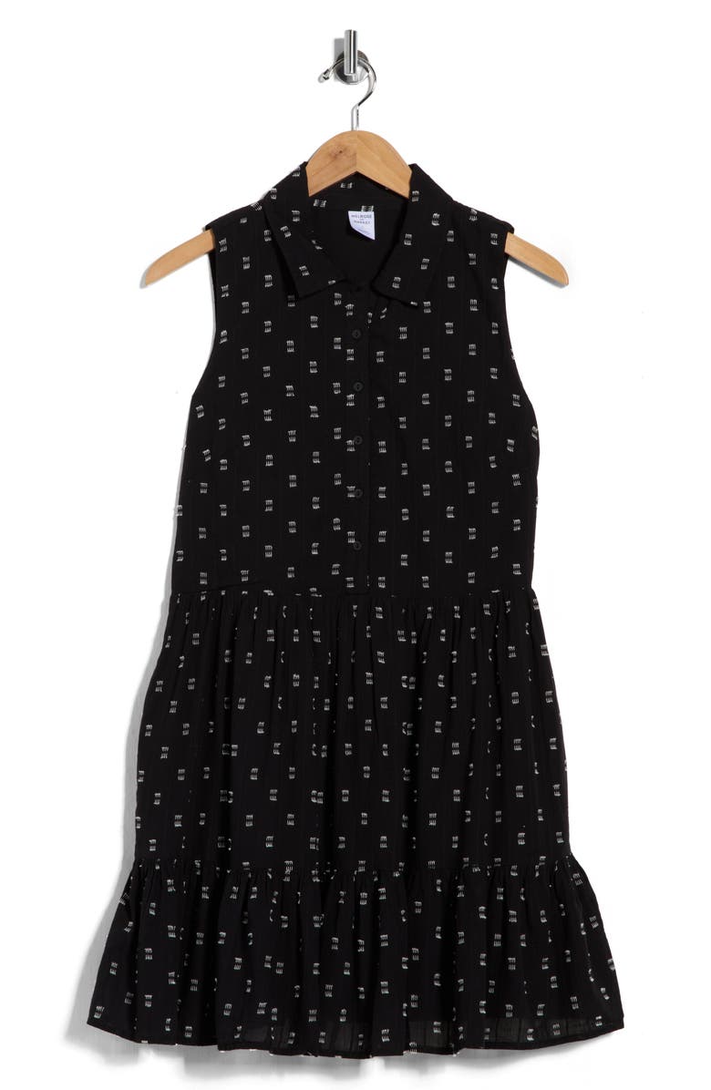 Melrose and Market Tiered Sleeveless Shirt Dress, Main, color, Black- Ivory