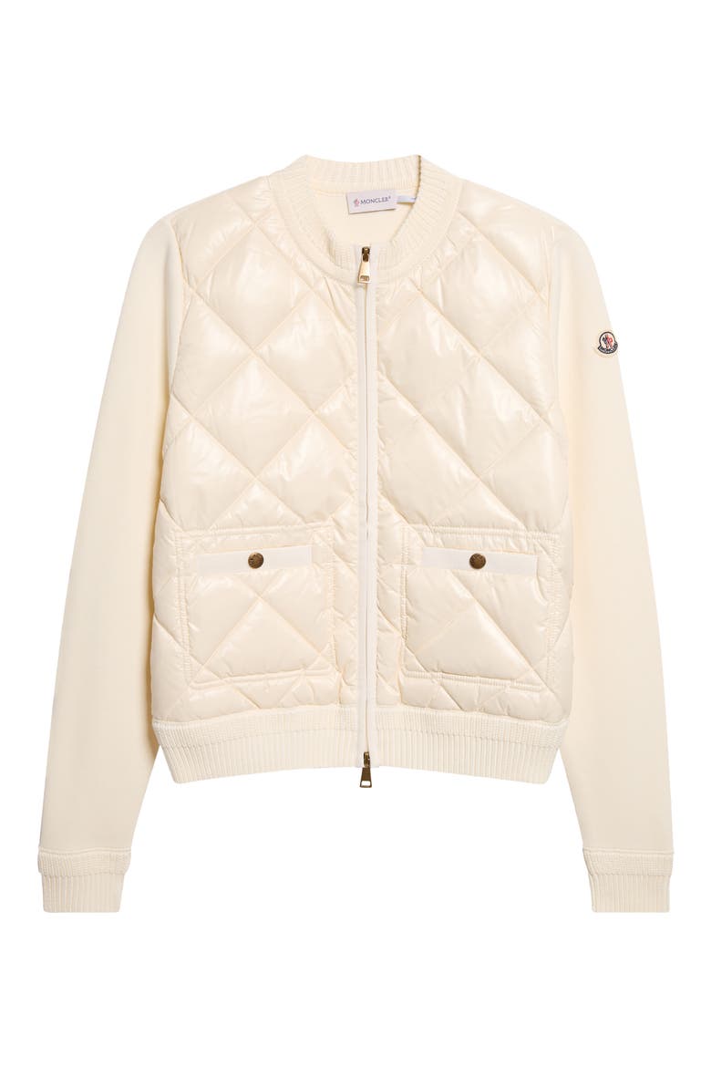Cotton & Nylon Quilt Front Cardigan, Alternate, color, WHITE