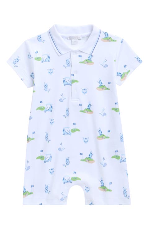 Print Pima Cotton Polo Romper (Baby)