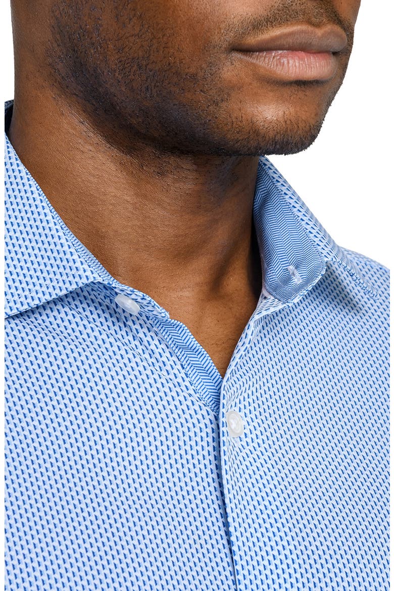 Slim Fit Tile Print Performance Dress Shirt, Alternate, color, WHITE/ BLUE