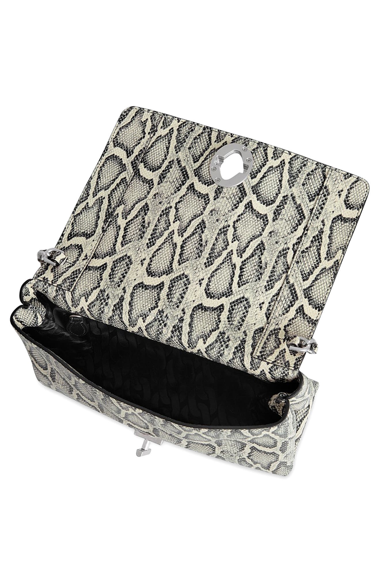 Rebecca Minkoff Snakeskin Print Crossbody Bag, Alternate, color, Black/ Off White