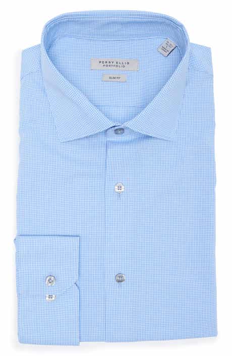 Perry Ellis Slim Fit Micro Check Dress Shirt