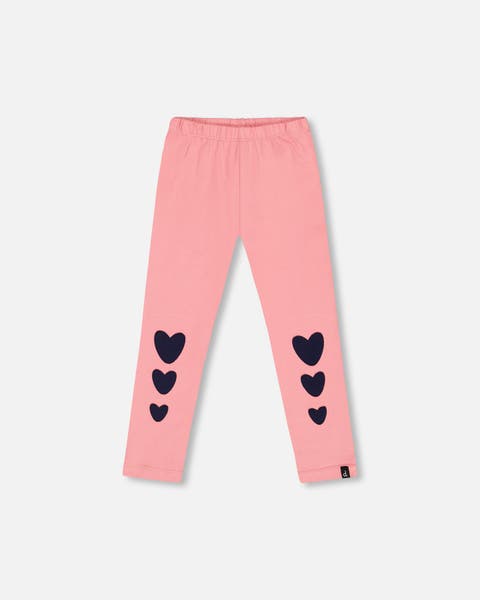 Deux Par Deux Jersey Leggings - Mauve Glow Heart Knee Print main image 0