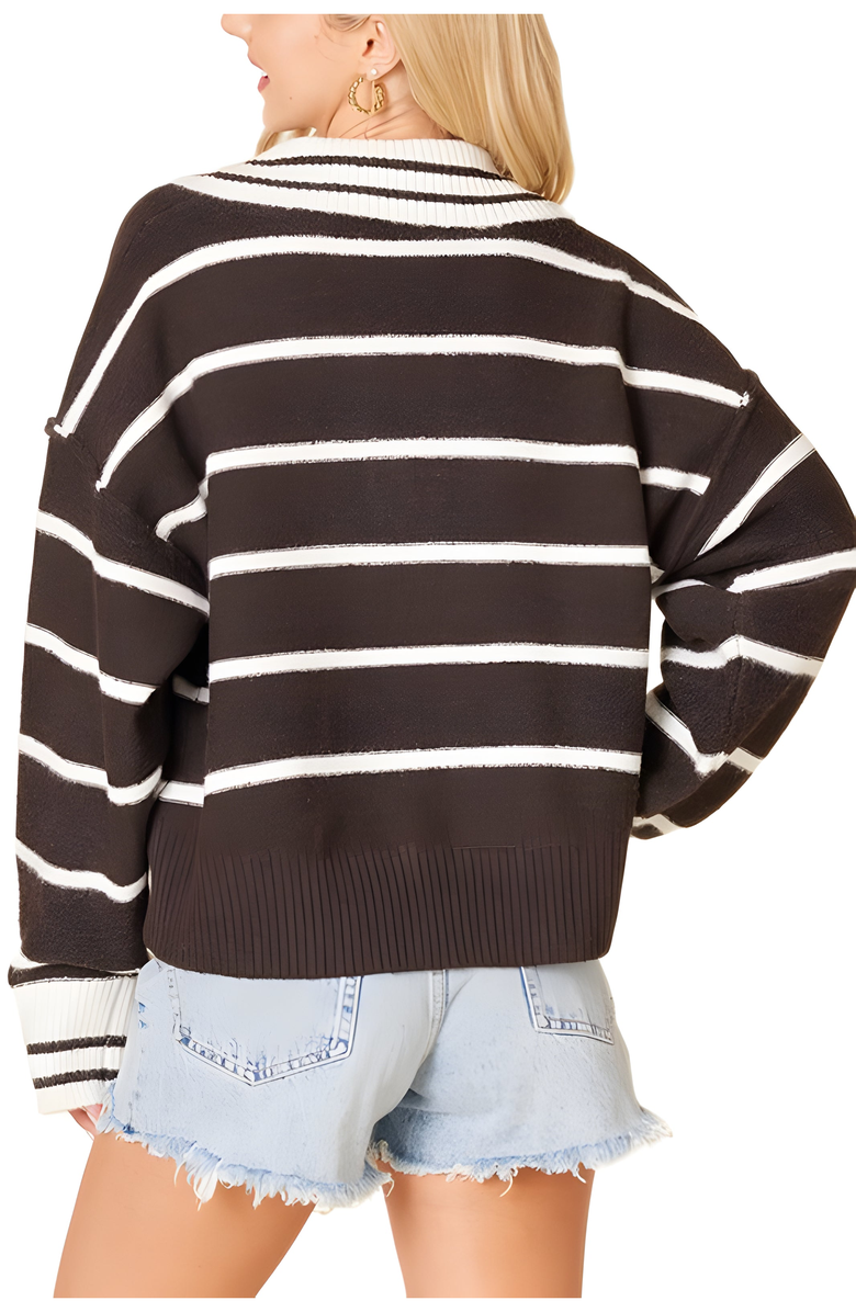 Knit and Lounge Striped Collared Pullover Sweater, Alternate, color,