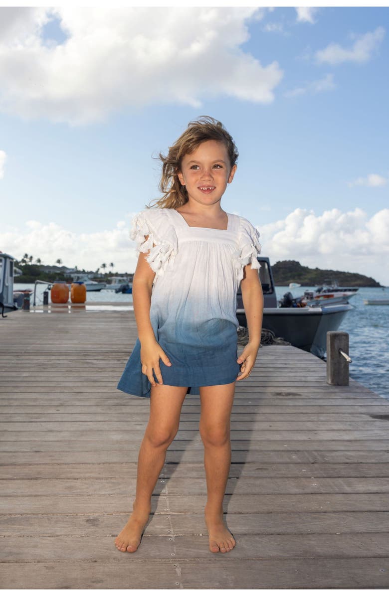 Mer St. Barth Serena Girl's Tassel Dress Blue Ombre, Alternate, color, Blue