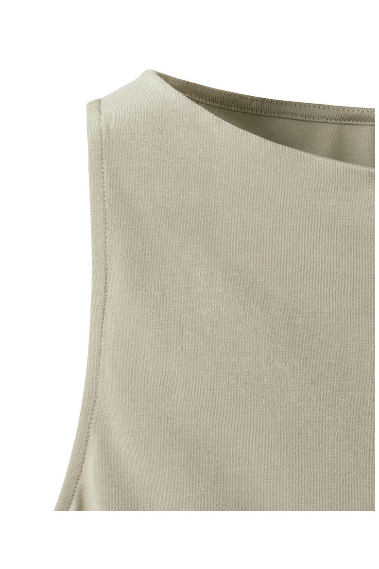 Ruched Stretch Cotton Sleeveless Top, Alternate, color, KHAKI