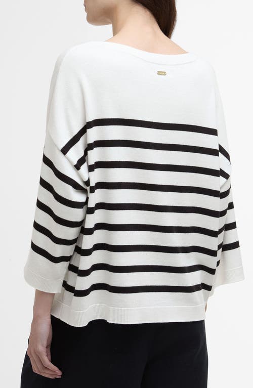 Barbour Renfew Stripe Sweater In Cloud Black Stripe