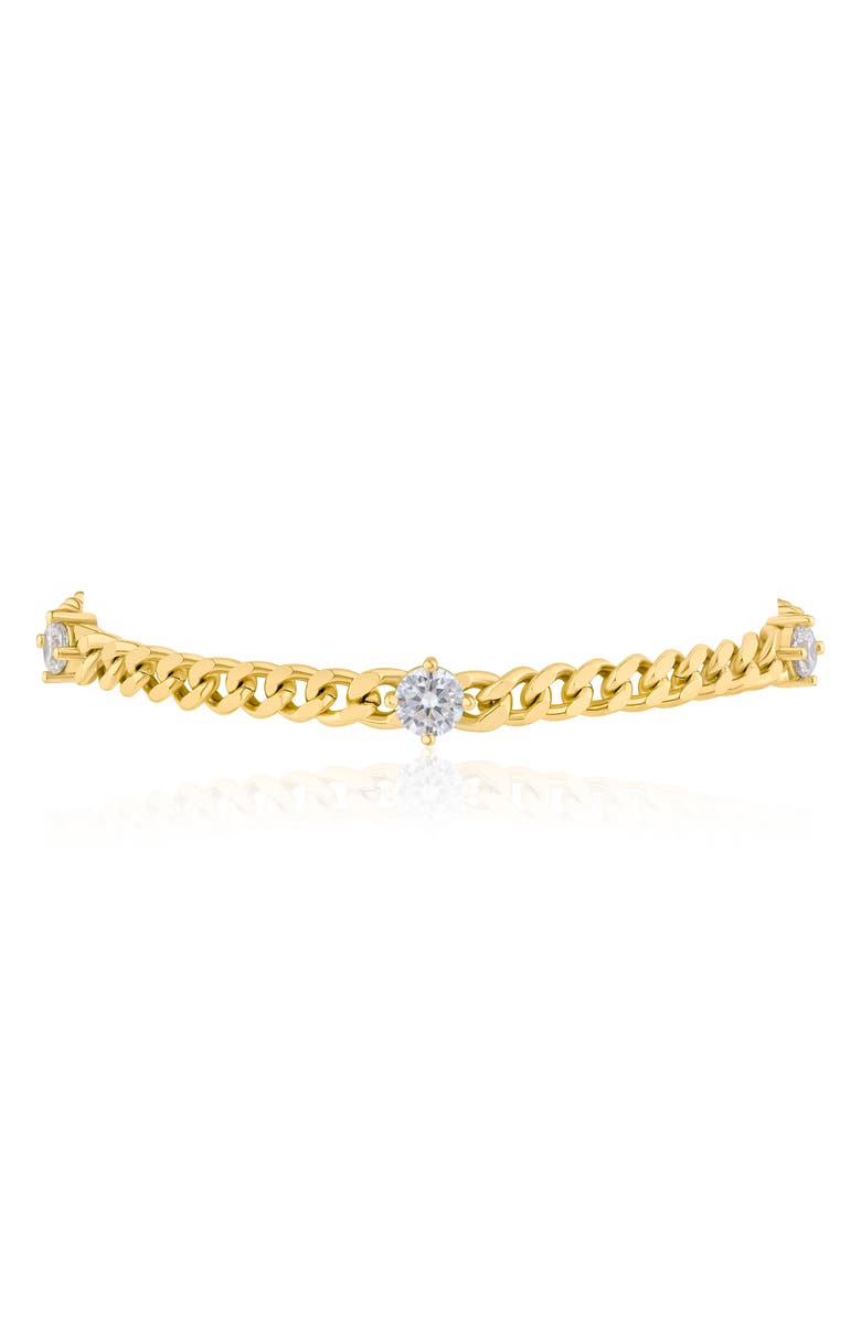 CZ by Kenneth Jay Lane Cubic Zirconia Chain Bracelet, Main, color, Clear Gold