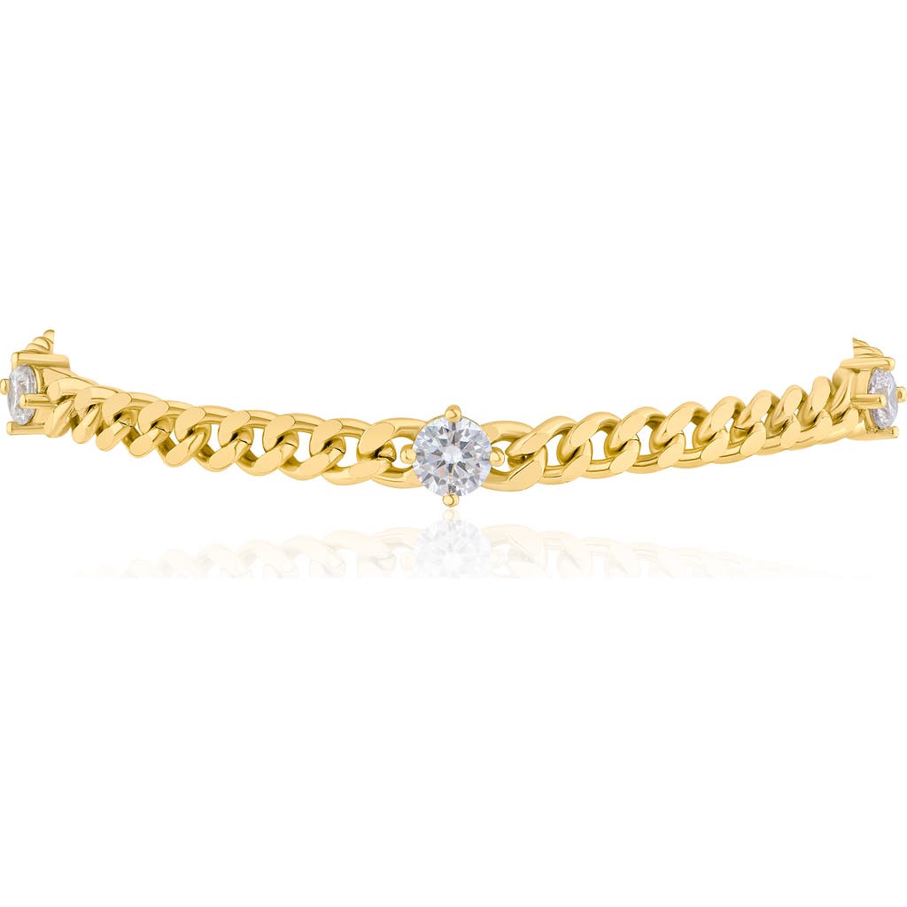 Cz By Kenneth Jay Lane Cubic Zirconia Chain Bracelet In Clear Gold