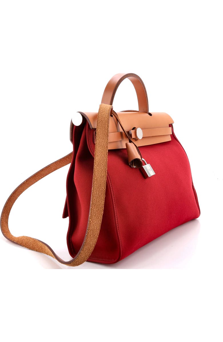 Pre-Owned Hermes Herbag Zip Leather and Toile 31, Alternate, color, Rouge Grenat