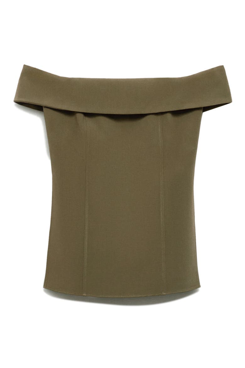 Fitted Off the Shoulder Top, Alternate, color, KHAKI GREEN