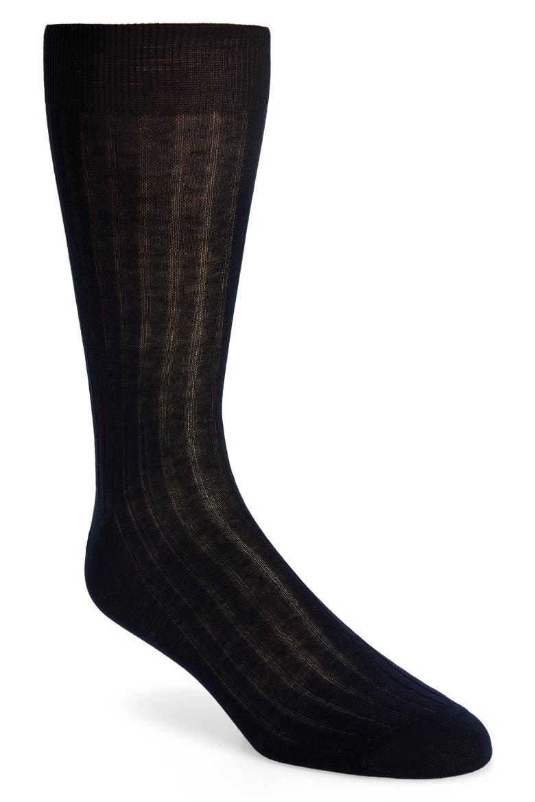 Cotton Rib Dress Socks, Main, color, NAVY