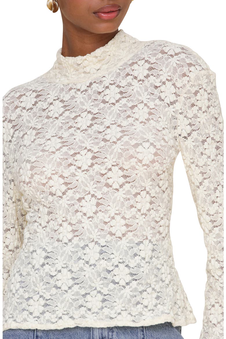 Lace Turtleneck Top, Alternate, color, CREAM