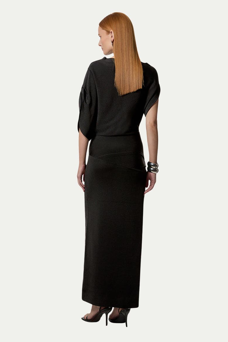 Dropped Waist Asymmetric Maxi Dress, Alternate, color, Black