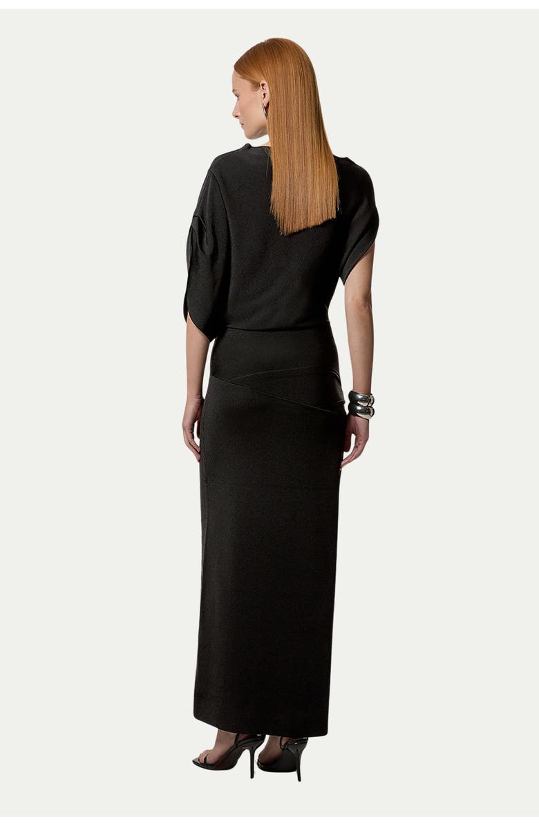Karen Millen Dropped Waist Asymmetric Maxi Dress, Alternate, color, Black