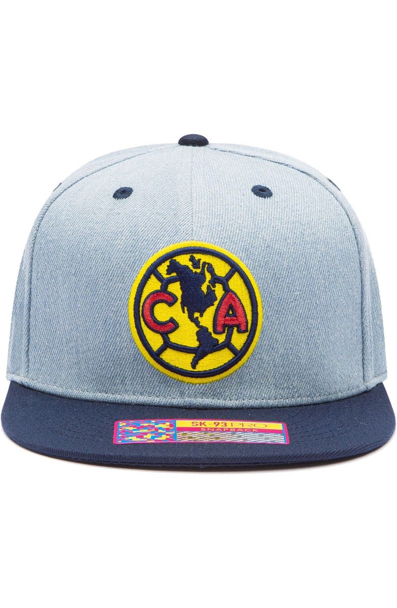 FAN INK Men's Denim/Navy Club America Nirvana Snapback Hat, Alternate, color, 