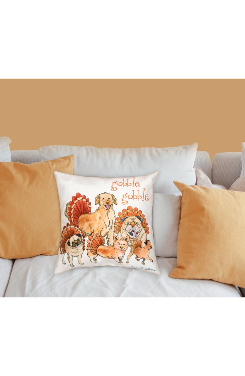 C&F Home The Gobblers Dog Festive Turkeys Gobble Gobble Premium Indoor/Outdoor Accent Throw Pillow, 18" x 18", Alternate, color, 