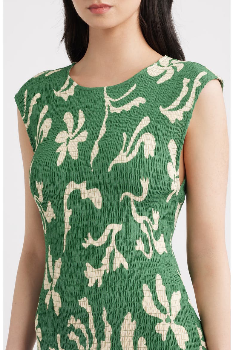 Leilani Floral Smock Bodice Maxi Dress, Alternate, color, GREEN