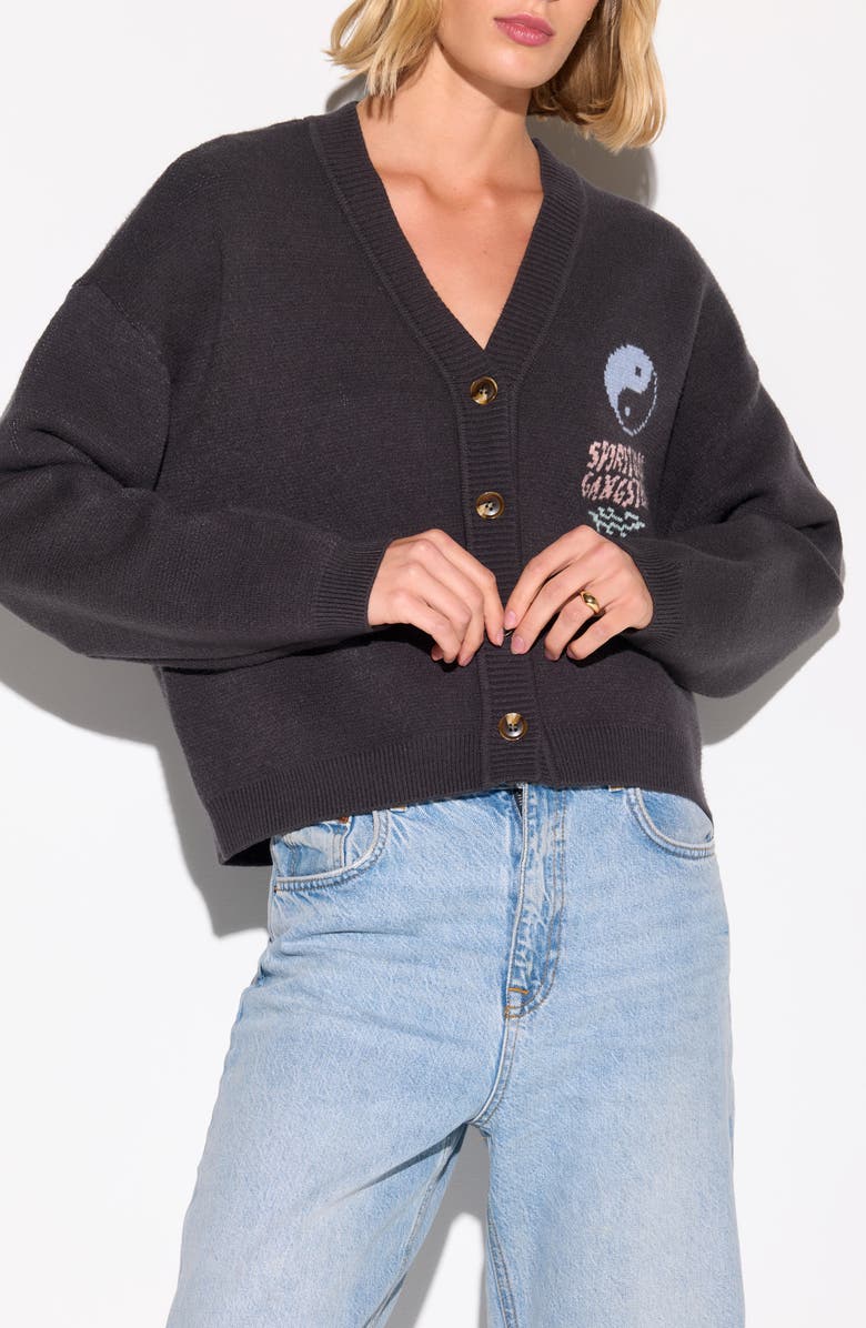 Spiritual Gangster El Tigre Delaney Cardigan, Alternate, color, Ash