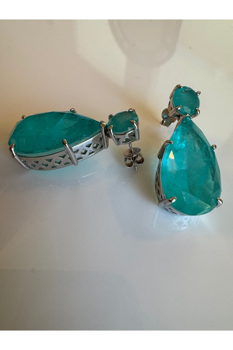 Paraiba stone pear earrings, Alternate, color, Aqua