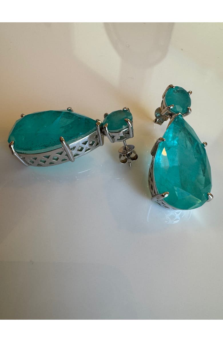 Gemma Azzurro Paraiba stone pear earrings, Alternate, color, Aqua