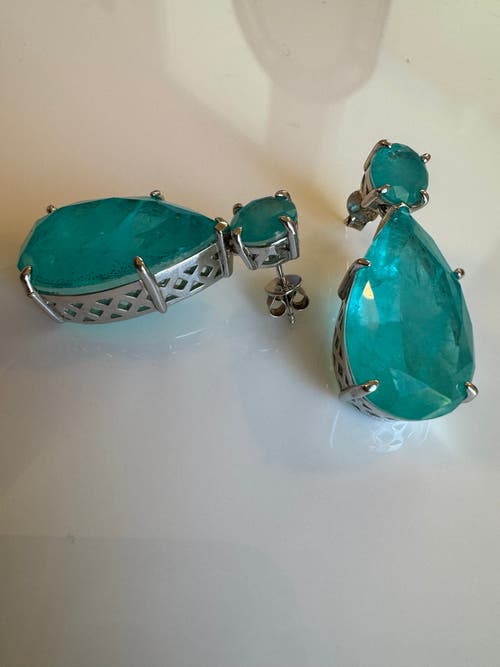 Gemma Azzurro Paraiba Stone Pear Earrings In Blue